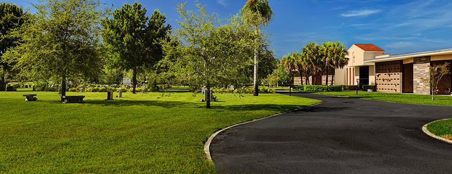 Calvary Cemetery Chapel and maousoleum buildings look south.
