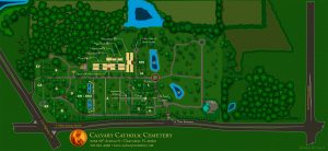 Topographical Map of Calvary Catholic Cemeter at the intersection of U.S. Highway 19 and 118th Avenue, Clearwater, Florida.