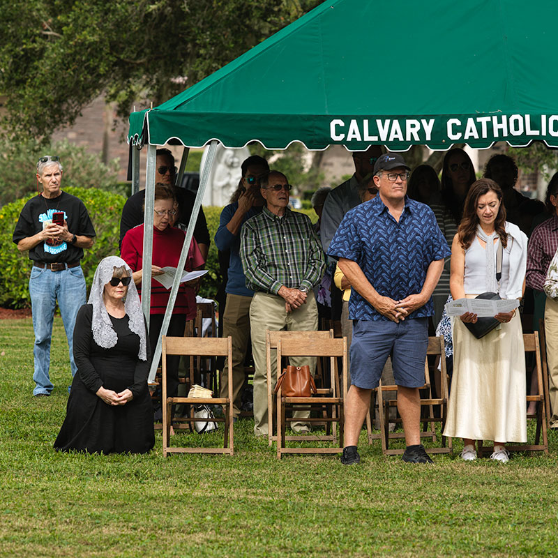 November 2, 2025 | The Feast of The Commemoration of All the Faithful Departed (All Souls’ Day) was observed at Calvary Catholic Cemetery with a Celebration of Mass at the outdoor altar. Bishop Gregory L. Parkes served as principle with Frs. Tom Morgan, Ralph D’Elia, III, Hugh Chikawe and Vietnamese Priest? as concelebrting priests. Approximately 300 of the faithful were in attendance.